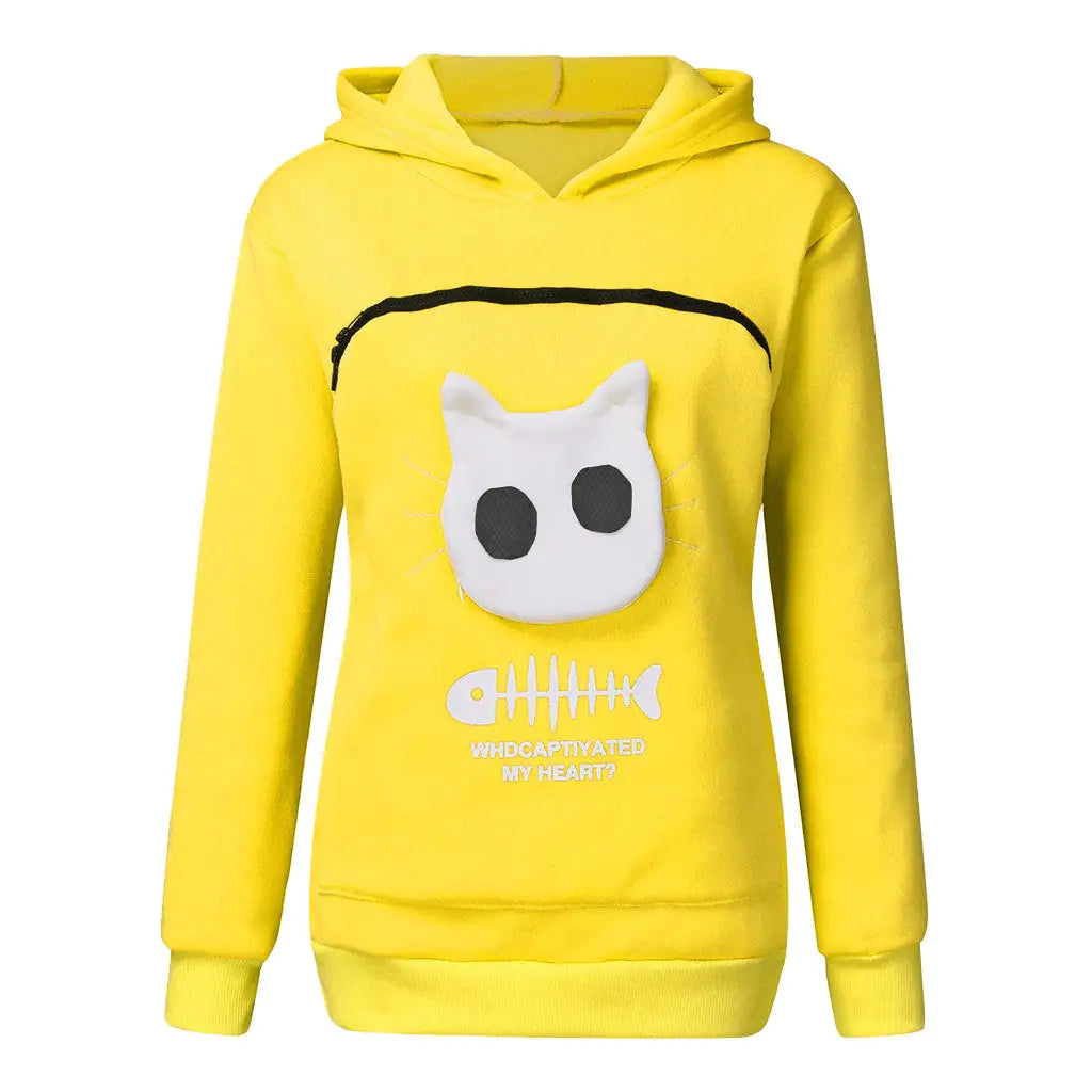 Hoodie Sweatshirt With Cat Pet Pocket Design