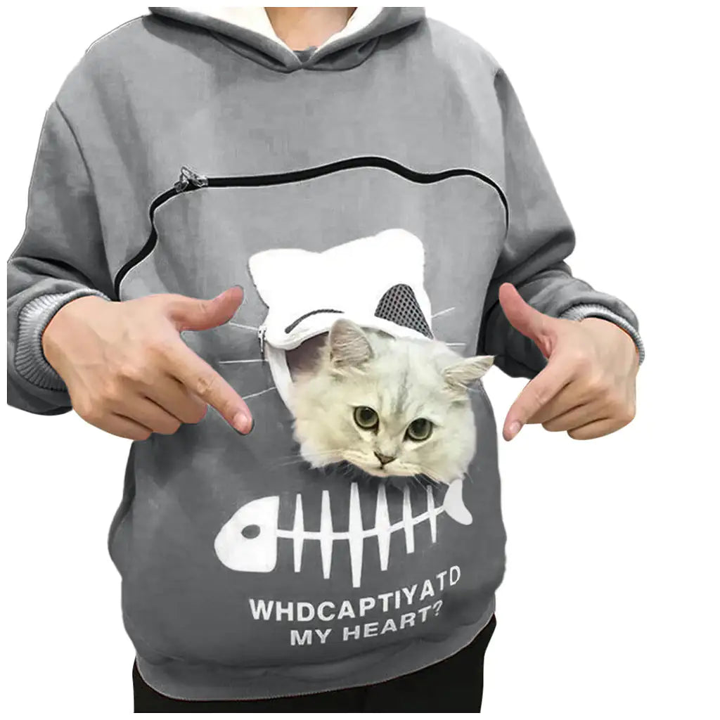 Hoodie Sweatshirt With Cat Pet Pocket Design